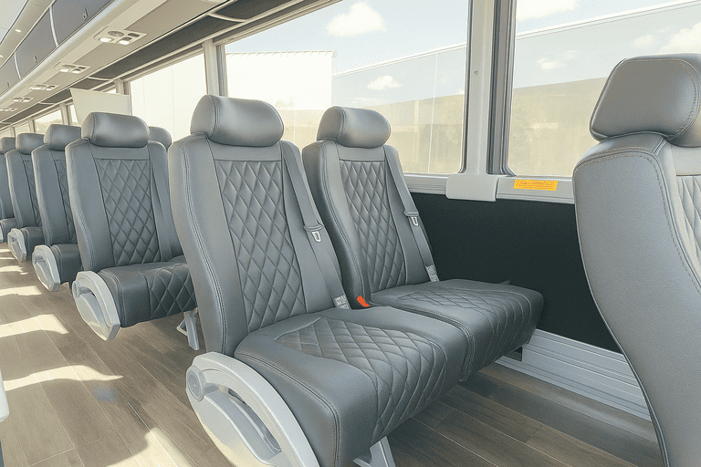 interior of Lakeland Shuttle Bus Rentals charter bus